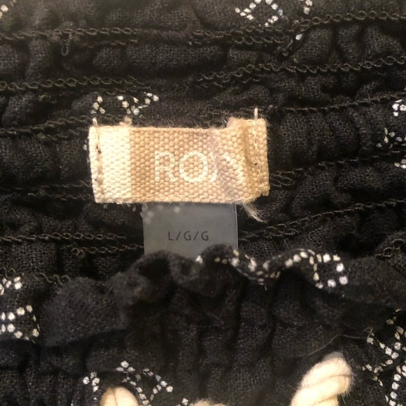 Roxy Black Printed Snowflake Lounge Pant Sz L Relaxed Flare Hem Drawstring Waist - Picture 5 of 5